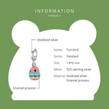 925 Silver Zoo Animals Pink Bird Charm Beads
