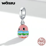 925 Silver Zoo Animals Pink Bird Charm Beads