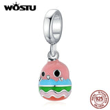 925 Silver Zoo Animals Pink Bird Charm Beads