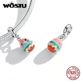 925 Silver Zoo Animals Pink Bird Charm Beads
