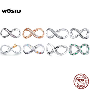 925 Silver Infinity Love Charms Bead Family Bracelet Pendant