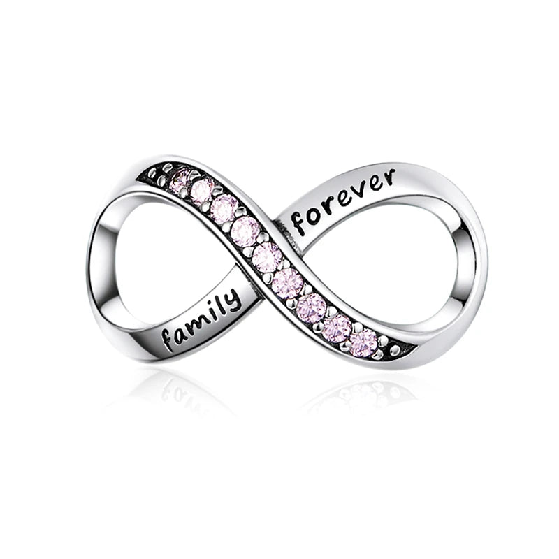 925 Silver Infinity Love Charms Bead Family Bracelet Pendant