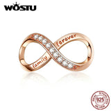 925 Silver Infinity Love Charms Bead Family Bracelet Pendant