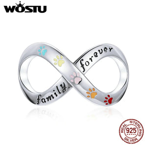925 Silver Forever Family Infinity Love Charm Bead Bracelet Pendant