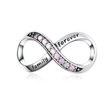 925 Silver Forever Family Infinity Love Charm Bead Bracelet Pendant