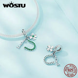 925 Silver 4-leaf Clover & Horseshoe Hanging Bead Pendant