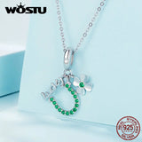 925 Silver 4-leaf Clover & Horseshoe Hanging Bead Pendant