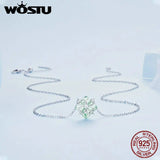 925 Silver Four-leaf Clover Pendant Green Glass Neck Chain Women Gift