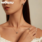 925 Silver Four-leaf Clover Pendant Green Glass Neck Chain Women Gift