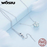 925 Silver Four-leaf Clover Pendant Green Glass Neck Chain Women Gift