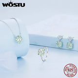 925 Silver Four-leaf Clover Pendant Green Glass Neck Chain Women Gift
