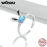 925 Silver Fox Cat Moonstone Ring Women Adjustable Cocktail Party Band