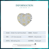 925 Silver Golden Four-leaf Grass Bead Zircon Bracelet Necklace
