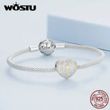 925 Silver Golden Four-leaf Grass Bead Zircon Bracelet Necklace