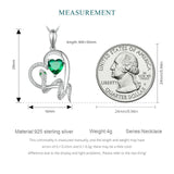 925 Silver Green Snake Pendant Necklace Love Heart Zircon Charm Necklace