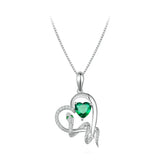 925 Silver Green Snake Pendant Necklace Love Heart Zircon Charm Necklace