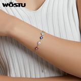 925 Silver Guardian Eye Bracelet Colorful Enamel CQB218