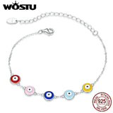 925 Silver Guardian Eye Bracelet Colorful Enamel CQB218