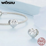 925 Silver Heart Bead Pink Glass Rose Charm for Bracelet Necklace