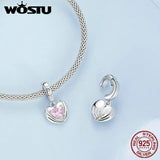 925 Silver Heart Bead Pink Glass Rose Charm for Bracelet Necklace