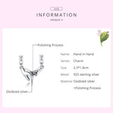 925 Sterling Silver Hand in Hand Bead Charm DIY Bracelet Necklace Pendant