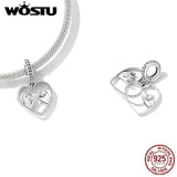 925 Sterling Silver Hand in Hand Double Heart Charms Pendants