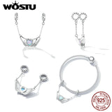 925 Silver Heart Opal Charms Beads For Bracelet DIY Bangles