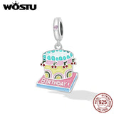 925 Sterling Silver Happy Birthday Bear Heart Charms Beads For Women