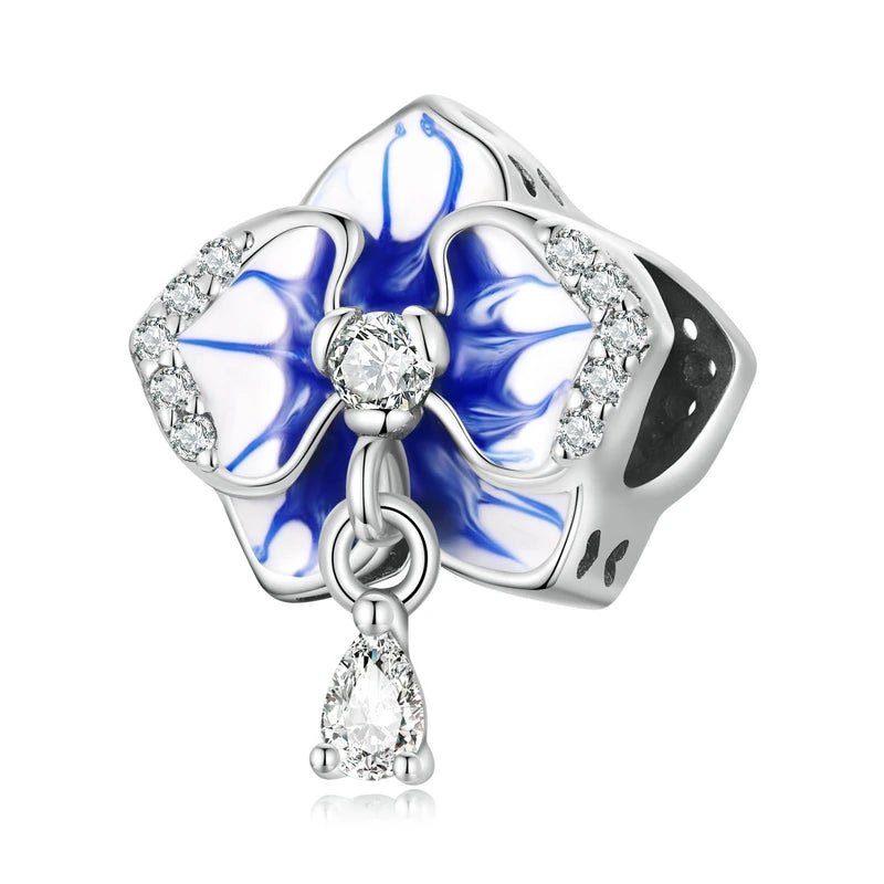 925 Silver Harebells Butterfly Orchid Charms for Bracelet Pendant