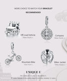 925 Silver Heart Bead Bicycle Charm for Bracelet Necklace Pendant