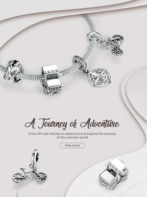 925 Silver Heart Bead Bicycle Charm for Bracelet Necklace Pendant