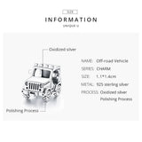 925 Sterling Silver Heart Bead Off-road Vehicle Charm