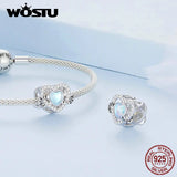 925 Silver Heart&Infinite Symbol Bead with Moonstone Charms Bracelet&Necklace