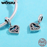 925 Sterling Silver Heart Pendant Charm Bead for Bracelet Necklace DIY Jewelry