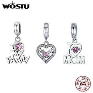 925 Sterling Silver Heart Pendant Charm Bead for Bracelet Necklace DIY Jewelry