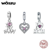 925 Sterling Silver Heart Pendant Charm Bead for Bracelet Necklace DIY Jewelry
