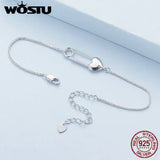 925 Silver Heart Button Pin Bracelet with Zircon