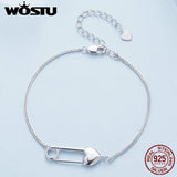 925 Silver Heart Button Pin Bracelet with Zircon