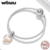 925 Silver Heart Charms Bead Pendant Bracelet Necklace DIY Jewelry