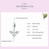 925 Silver Heart Wings My Angel Charm Pendant for Women