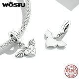 925 Silver Heart Wings My Angel Charm Pendant for Women