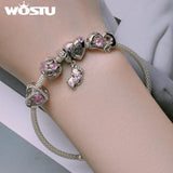925 Silver Eternity Heart Bead & Mocha Butterfly Pendant
