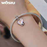 925 Silver Eternity Heart Bead & Mocha Butterfly Pendant