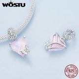 925 Silver Eternity Heart Bead & Mocha Butterfly Pendant