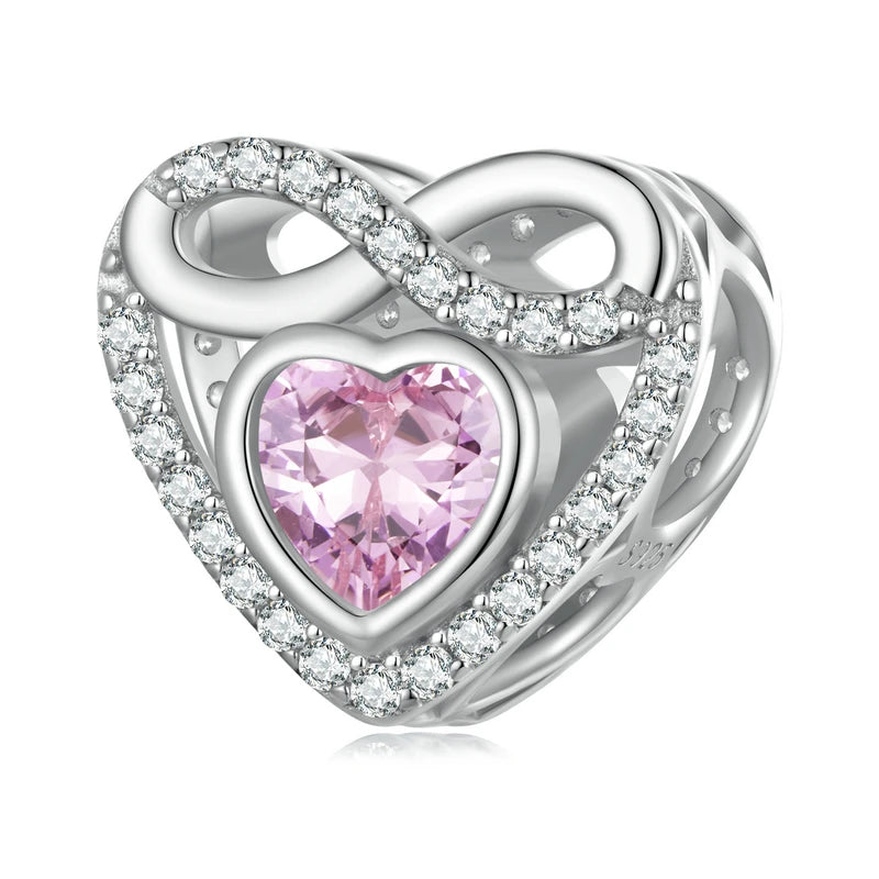925 Silver Eternity Heart Bead & Mocha Butterfly Pendant
