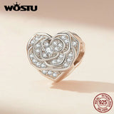 925 Silver Heart of Rose Bead with Zircon for Women