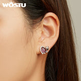 925 Silver Blooming Rose Purple Zirconium Earrings