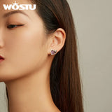 925 Silver Blooming Rose Purple Zirconium Earrings
