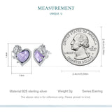 925 Silver Blooming Rose Purple Zirconium Earrings