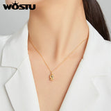 925 Silver Heart to Heart Necklace CZ Long Chain For Women Jewelry